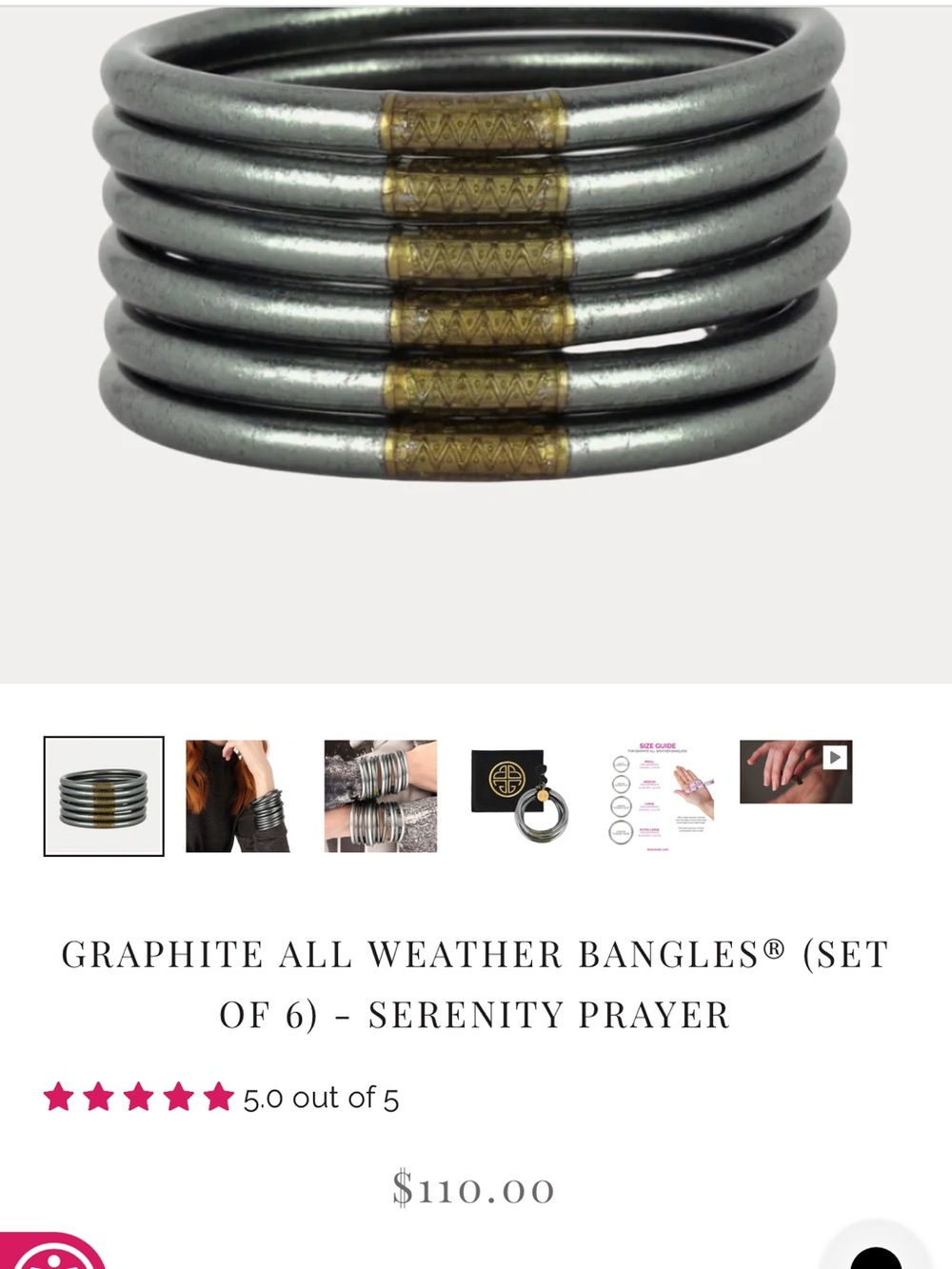 Graphite and Gold Stackable Women's Bangles (Set of 6)